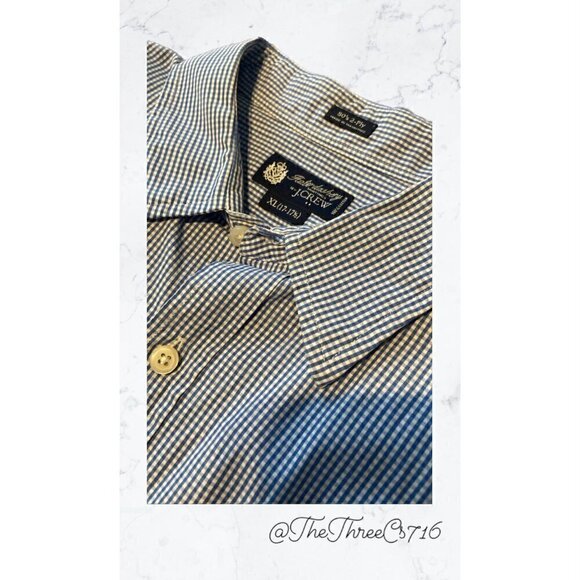 Men's J. Crew Haberdashery XL 17-17 1/2 long sleeve button-down blue and… - Picture 5 of 5